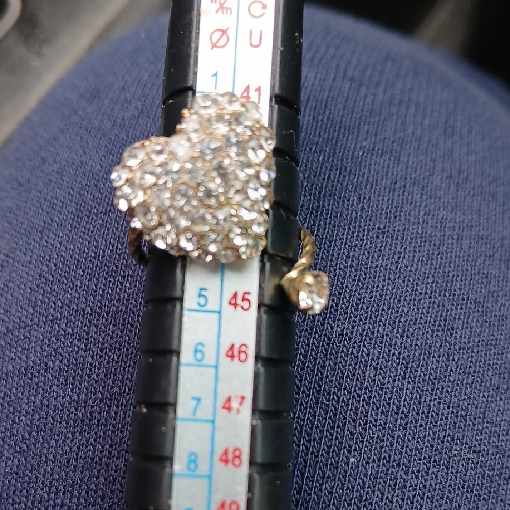 Gold Heart-Shaped Crystal Ring Size 2.5